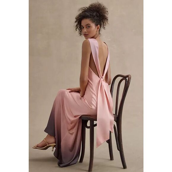 Significant Other Lana Cowl-Neck Tie-Back Satin Maxi Dress Size 8 - Picture 2 of 11